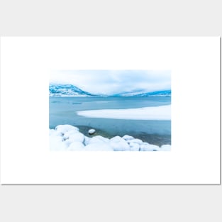 Ice and Snow on Okanagan Lake and Mountains Posters and Art